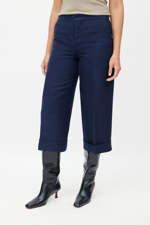 Marni Navy Wide Leg Pleated Capri