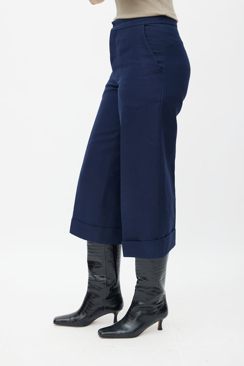 Marni Navy Wide Leg Pleated Capri