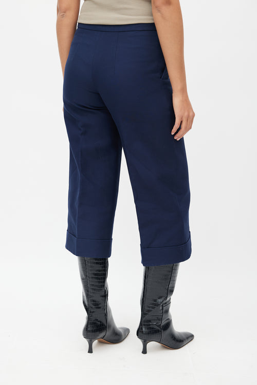 Marni Navy Wide Leg Pleated Capri