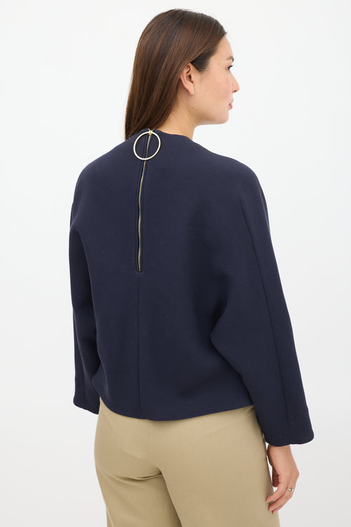 Marni Navy Wool Cut Out Top