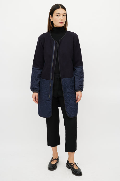 Marni Navy Wool Quilted Jacket