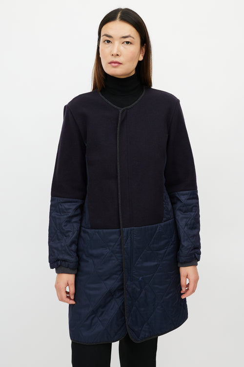 Marni Navy Wool Quilted Jacket