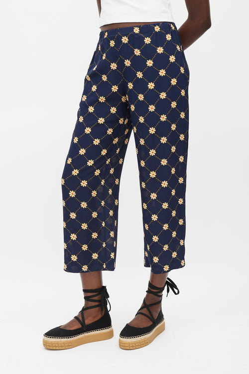 Marni Navy 
Yellow Floral Pant