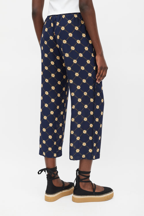 Marni Navy 
Yellow Floral Pant