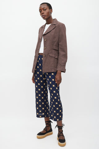 Marni Navy 
Yellow Floral Pant