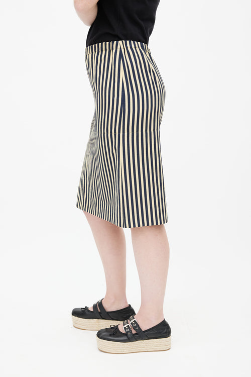 Marni Navy 
Yellow Stripe Pencil Skirt