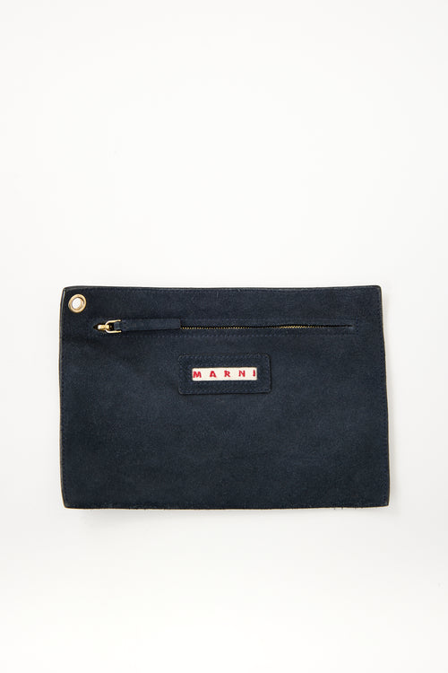 Marni Navy Suede Bucket Bag