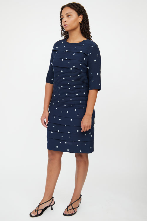 Marni Navy 
Blue Silk Pleated Dress