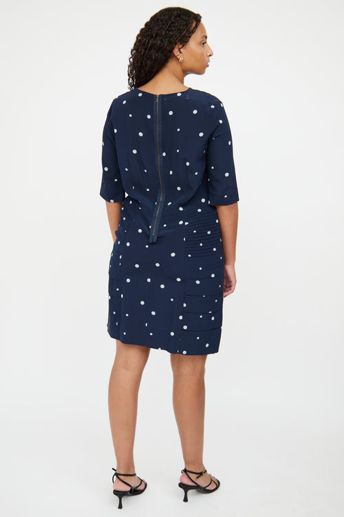 Marni Navy 
Blue Silk Pleated Dress