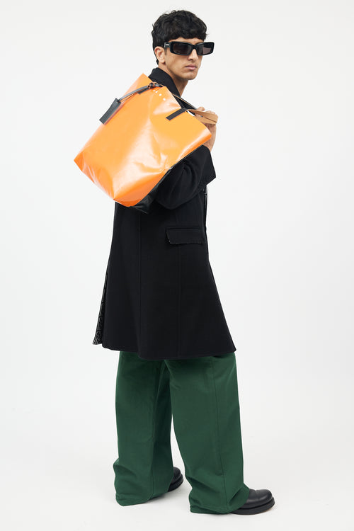 Marni Orange 
Black Leather Tote Bag