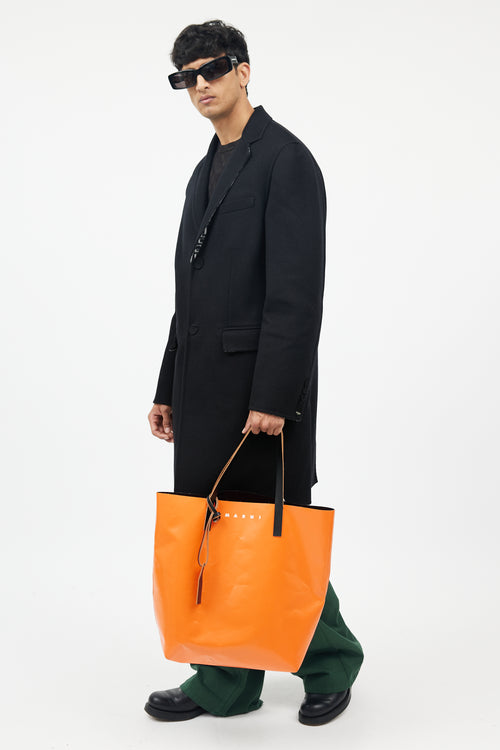 Marni Orange 
Black Leather Tote Bag