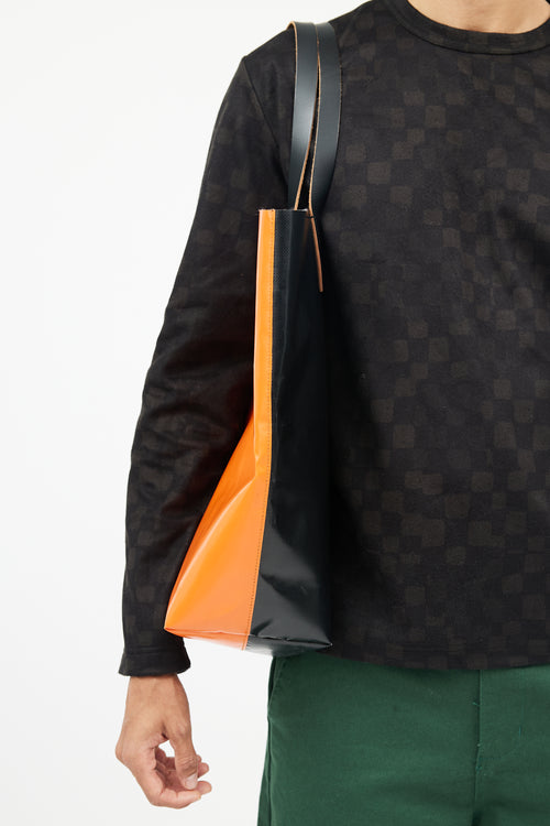 Marni Orange 
Black Leather Tote Bag