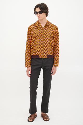 Marni Orange 
Brown Cotton Checker Shirt