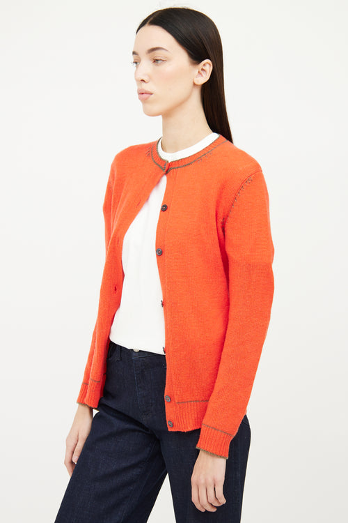 Marni Orange 
Green Stitch Cashmere Cardigan