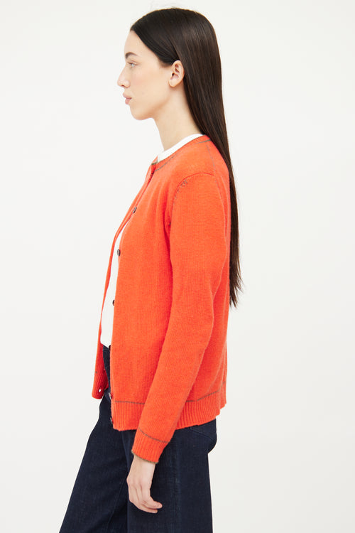 Marni Orange 
Green Stitch Cashmere Cardigan