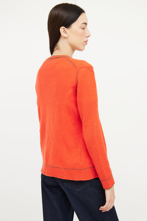 Marni Orange 
Green Stitch Cashmere Cardigan