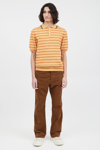 Marni Orange Striped Knit Polo