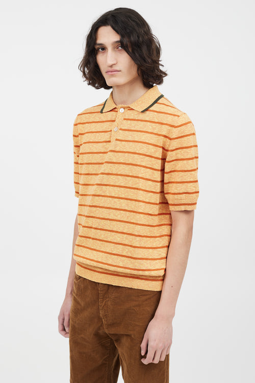 Marni Orange Striped Knit Polo