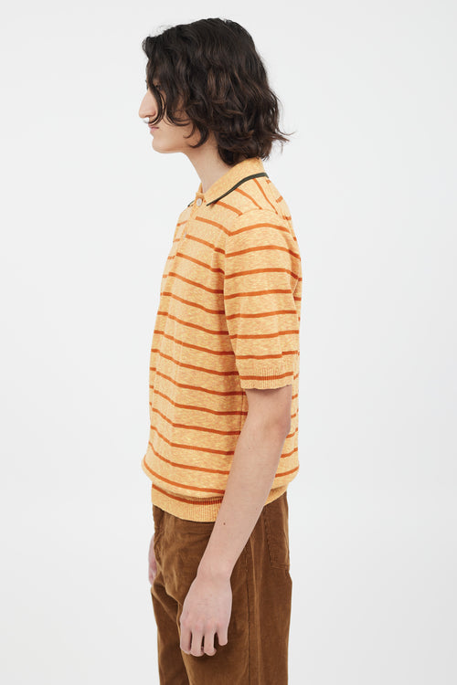 Marni Orange Striped Knit Polo