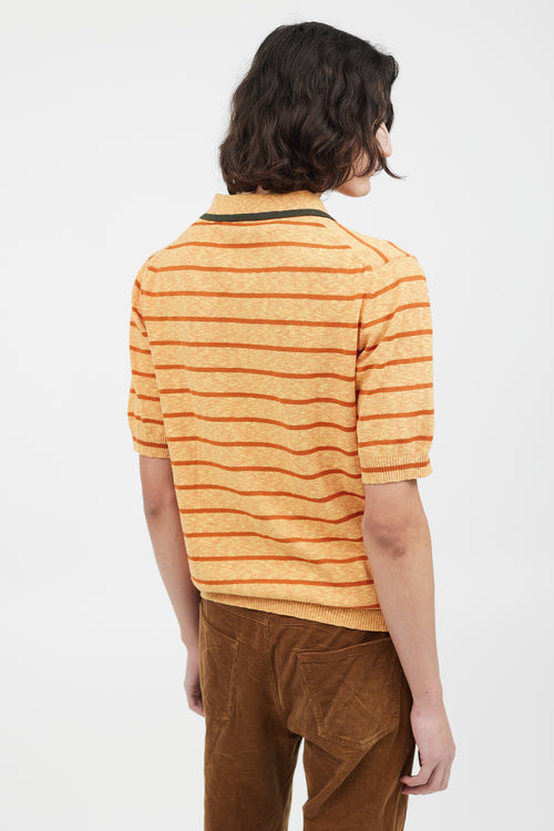 Marni Orange Striped Knit Polo