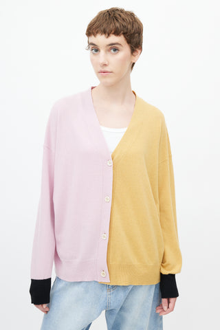 Mani Pink 
Beige Colourblock Cardigan