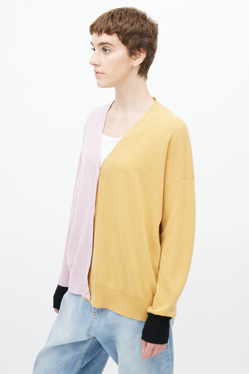 Mani Pink 
Beige Colourblock Cardigan