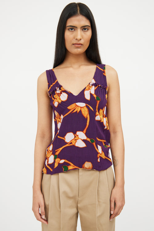 Marni Purple 
Multi Floral Pattern Top