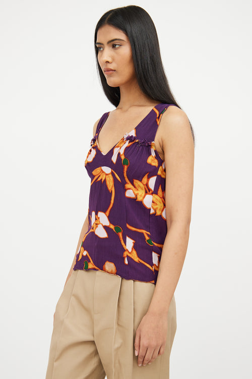 Marni Purple 
Multi Floral Pattern Top