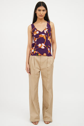 Marni Purple 
Multi Floral Pattern Top