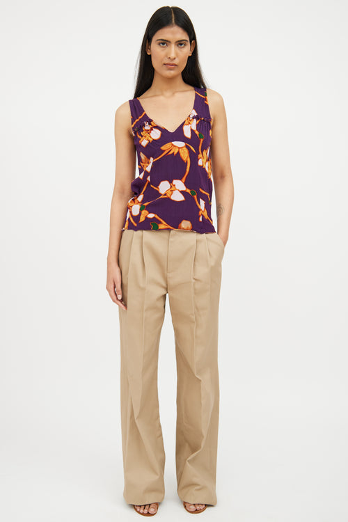 Marni Purple 
Multi Floral Pattern Top