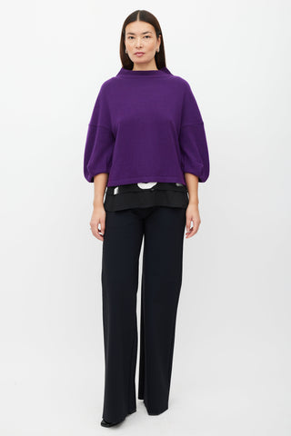 Marni Purple Cashmere Puff Short Sleeve Sweater