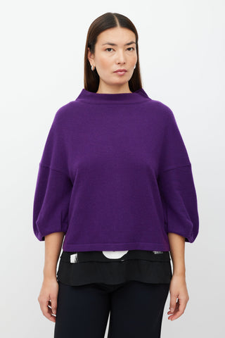 Marni Purple Cashmere Puff Short Sleeve Sweater