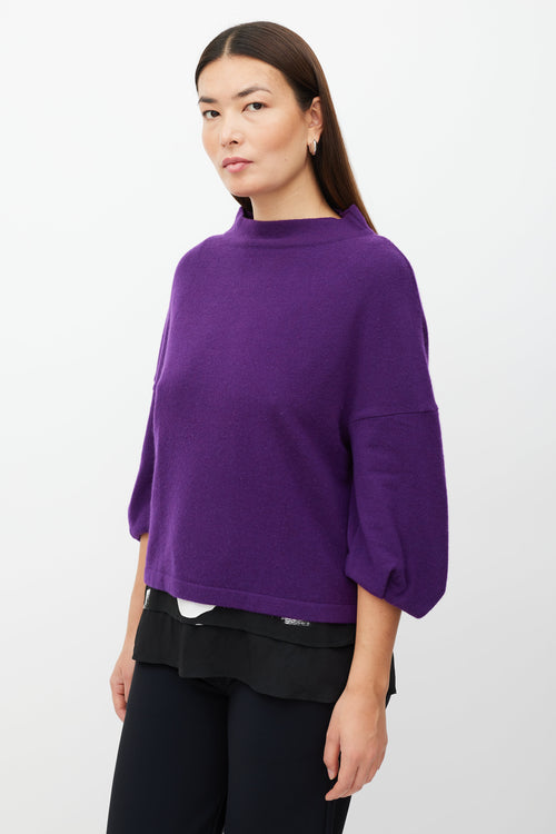 Marni Purple Cashmere Puff Short Sleeve Sweater