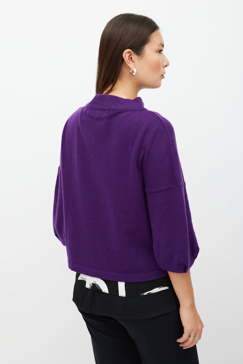 Marni Purple Cashmere Puff Short Sleeve Sweater