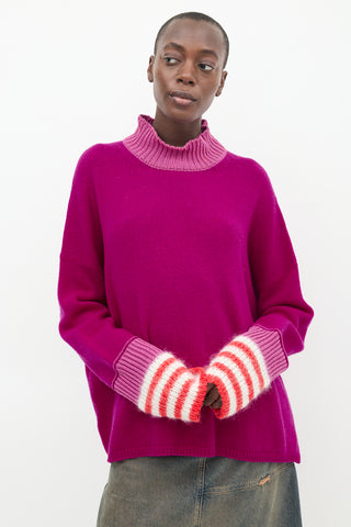 Marni Purple 
Multi Wool Mock Neck Sweater