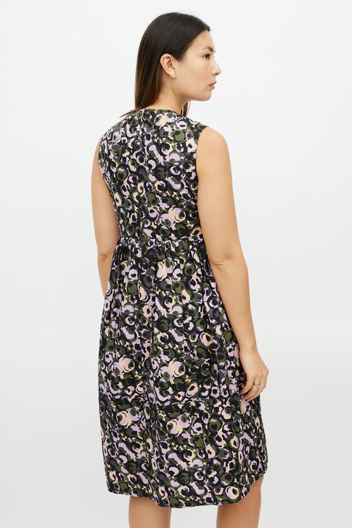 Marni Purple 
Multicolour Pleated Floral Dress