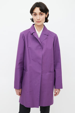 Marni Purple Raw Hem Trench Coat