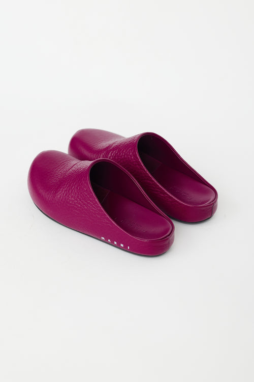 Marni Purple Leather Fussbett Sabot Mule