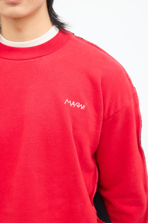 Marni Red 
Black Stitched Trim Sweatshirt