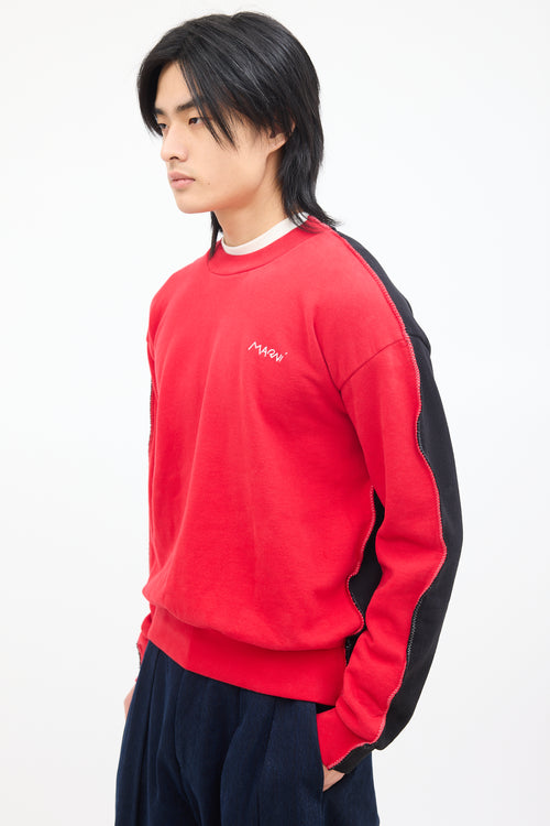 Marni Red 
Black Stitched Trim Sweatshirt