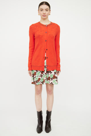 Marni Orange 
Green Cashmere Knit Cardigan