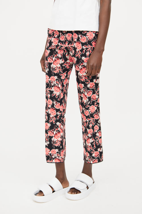 Marni Black 
Red Floral Print Pant