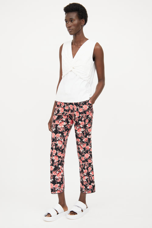 Marni Black 
Red Floral Print Pant