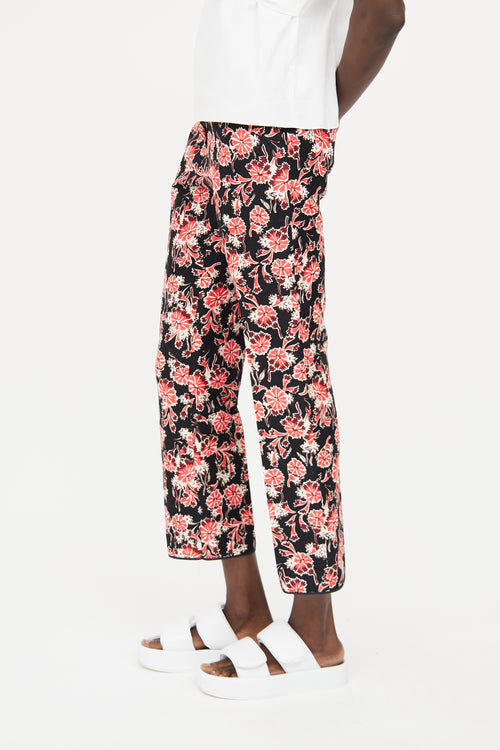 Marni Black 
Red Floral Print Pant