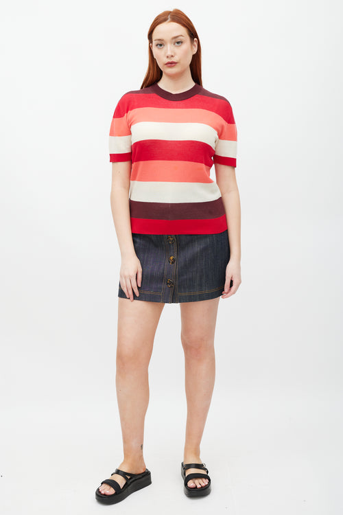 Marni Red 
Multicolour Striped Knit Top