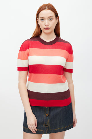 Marni Red 
Multicolour Striped Knit Top