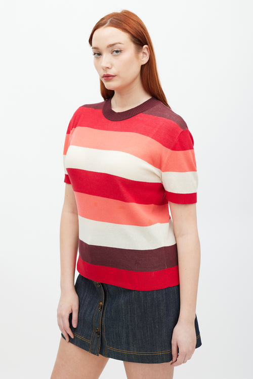 Marni Red 
Multicolour Striped Knit Top