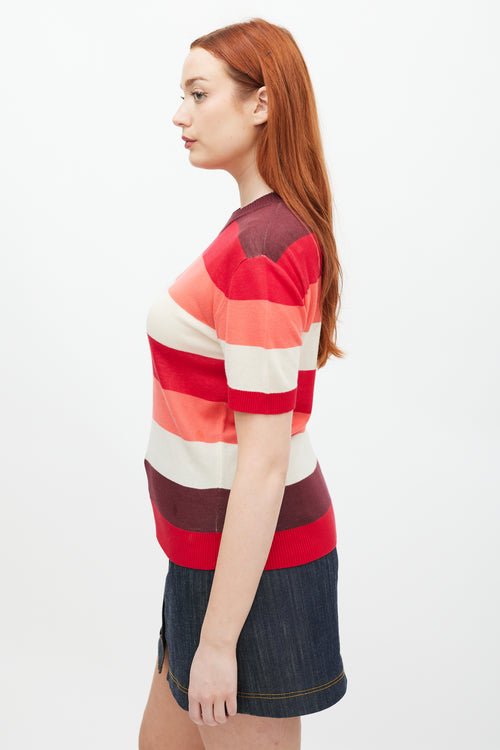 Marni Red 
Multicolour Striped Knit Top