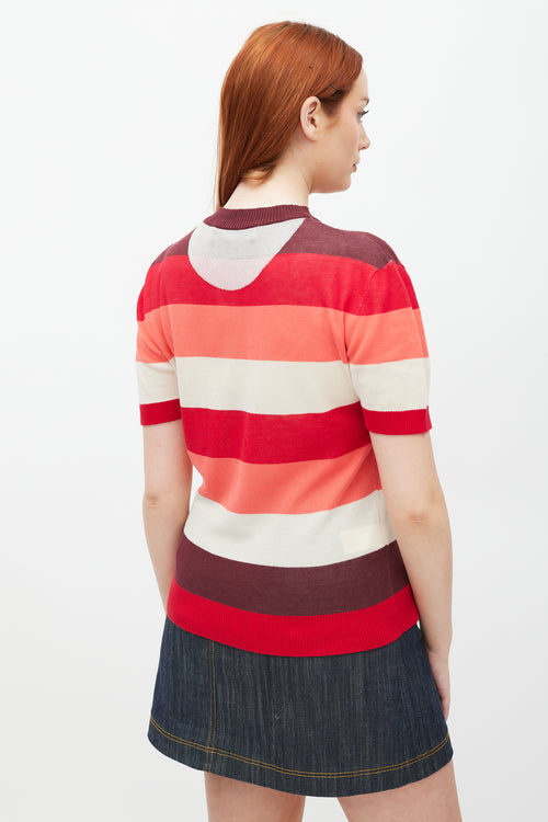 Marni Red 
Multicolour Striped Knit Top