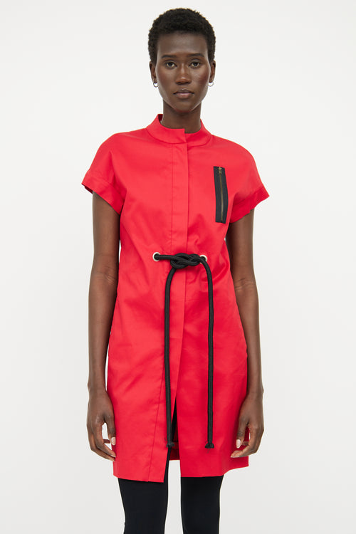 Marni Red Button Cord Modern Collar Dress